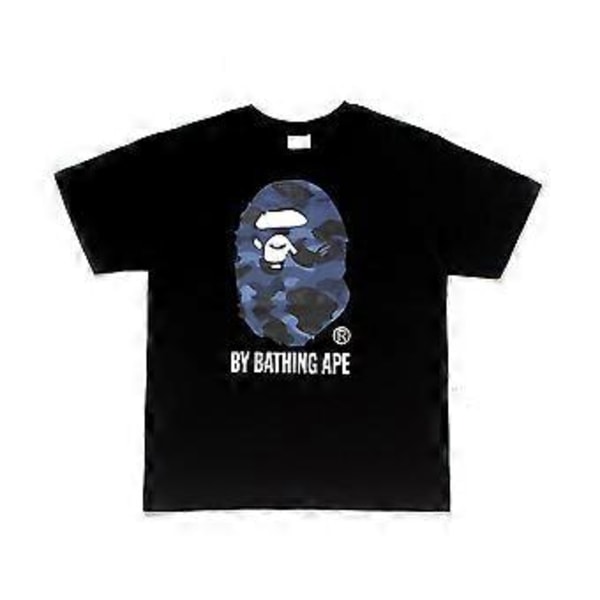2023 Japansk T-shirt til Mænd Aasual Bogstav Print Rund Hals Kortærmet Bapes T-shirts Kortærmet Bomuld Unisex T-shirt (M 17)