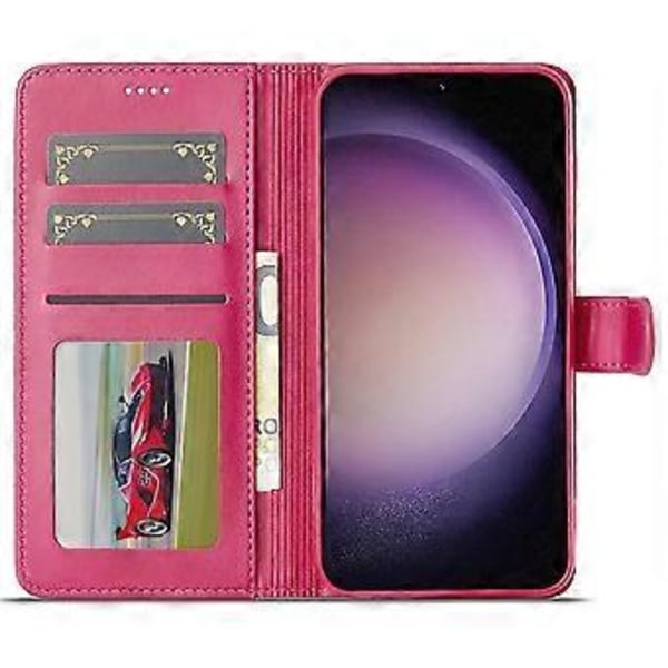 LC.IMEEKE Samsung Galaxy A56 5G -kotelo vasikannahkajäljitelmällä PU-nahkaa, jalustalla ja lompakolla - Ruusu (Ruusu)