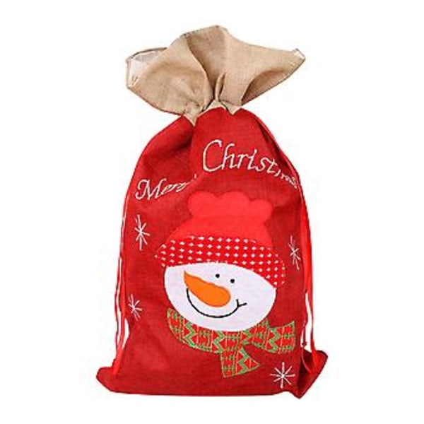 Julemandsmønstret Burlap Slikpose Til Julepynt, DIY Og Gaver - 1 stk ( )