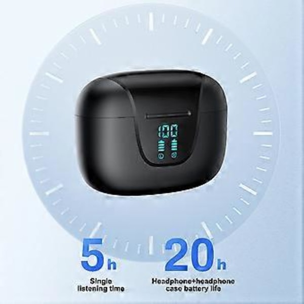 Vedenpitävät Bluetooth-nappikuulokkeet, Stereo Bass -langattomat nappikuulokkeet latauskotelolla ja LED-tehonäytöllä urheiluun