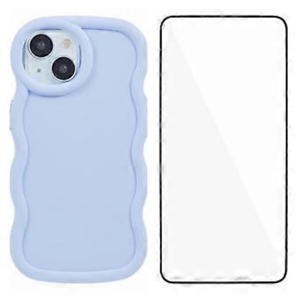 WANLONFENG XL-serien för iPhone 14 Skal Vågkant TPU-skydd med Härdat Glasfilm (Stil F)
