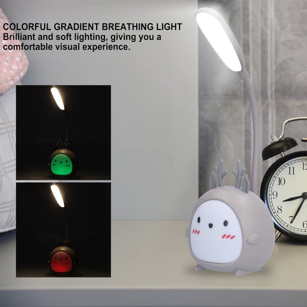 Bordlampe, svanehals 360° LED sammenleggbar skrivebordslampe Cute Cartoon Ani