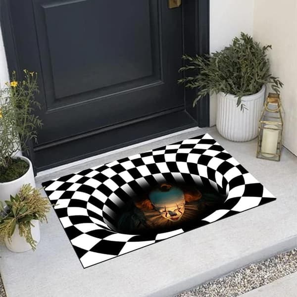 1 stk. (Typ-2) Halloween-dørmåtte Halloween-klovnetæppe 3D-illusion