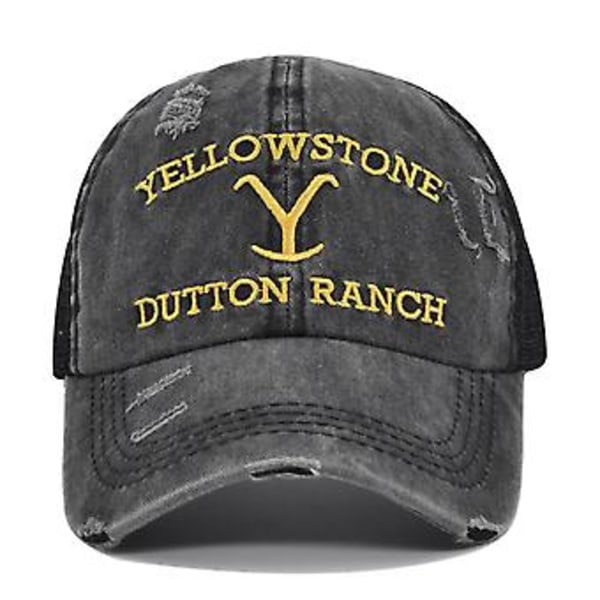 Yellowstone Dutton Ranch -ristiin sidottu poninhäntä baseball-lippis, kirjailtu kesähattu (A)