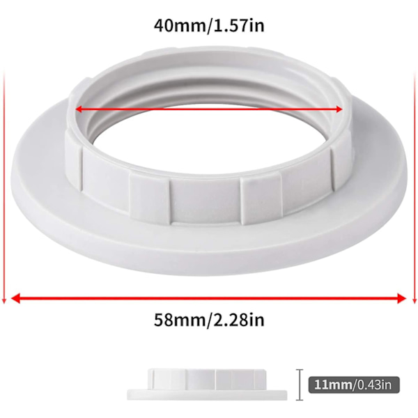 10 st Lampreduceringsring E27 Konverter för Lamphållare Twist Plast Lampskärm Passande Bricka Adapter Ring（Vit）