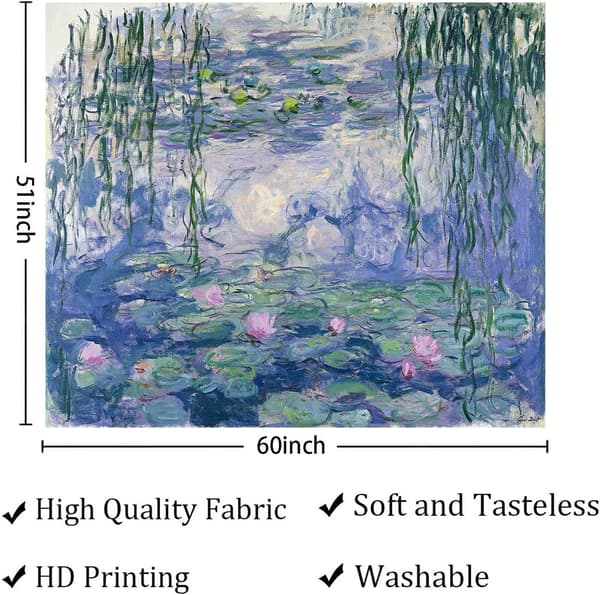 Gobeläng för sovrum Monet Gobeläng Vattenliljor Blommor Väggtapet