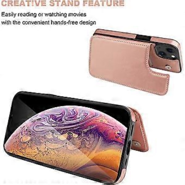 SZTXJ (Rose Gold) Kompatibel med iPhone 13 Wallet Case med Kortholder, PU Læder Case med Kortlommer, Dobbelt Magnetisk Lås, Holdbar Stødsikker C