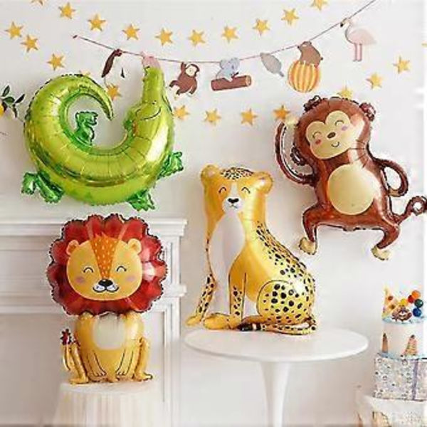 Leopardballonger 6 stk Folie Helium Leopardformet Dyr Festballonger Tegneserie Dyr Leopard Skogballonger for Jungle Safari Tema Bakteppe Barn