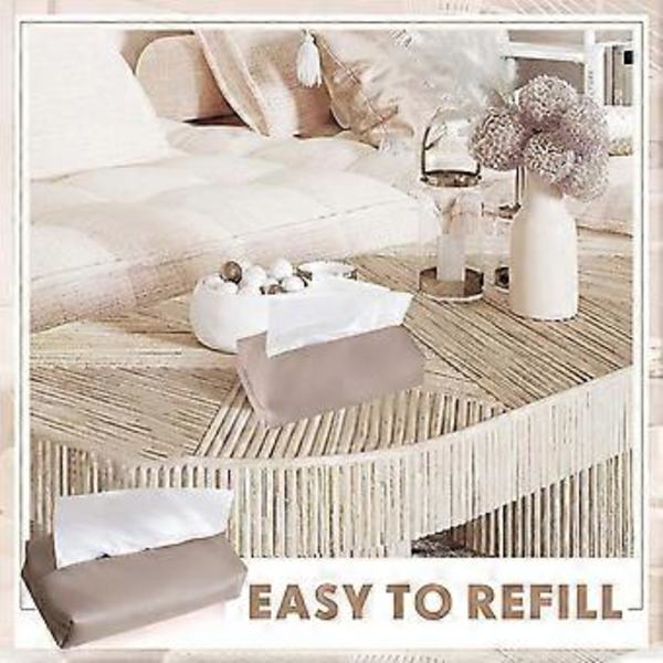 Rektangulärt vävnadsboxöverdrag, Läder vävnadsboxhållare, Vävnadsboxorganisatör för hem, bil, hotell, 20*11*5cm stil 2022 Grålila