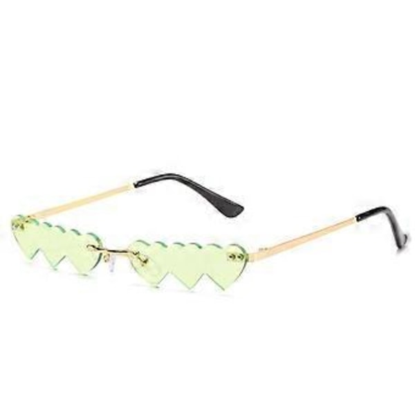 Højt Retro Vintage Lolita Hjerteformet Aviator Plastikramme Kvinders Solbriller (Grøn)