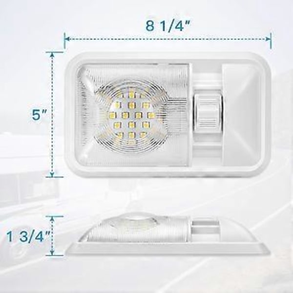 SZTXJ 12V LED RV Katto Valo 800LM RV Sisävalo Matkailuautoon Kytkimellä, Yksittäinen Kupoli (2 kpl, Luonnonvalkoinen 4000-4500K)