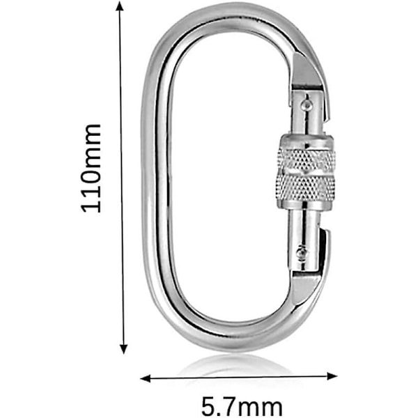 2 stk 25KN rustfritt stål O-formet klatrekarabiner med spenning