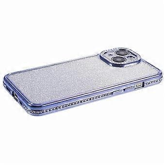 Kompatibelt TPU-skal för iPhone 15 Plus, glänsande strassgradient glitter telefonskal (Mörklila)