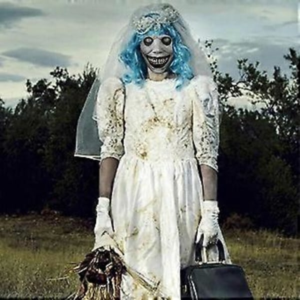 Dæmonisk Smil Maske Halloween Dekoration Cosplay Skræmmende Smiley Ansigt Dæmon Maske Uhyggelig (Hvid)
