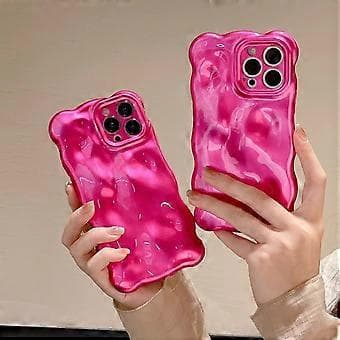 Fodral för iPhone 15 Pro, Söt Enfärgad Lockig Vågsformad Stötsäker TPU Bumper Telefonfodral
