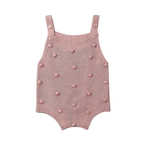 Newborn Baby Knit Vest Autumn & Winter Jumpsuits, Solid Bodysuits Sleeveless Pink 3M