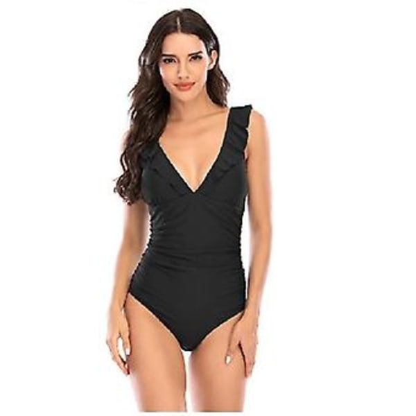 Flickors badkläder bikini endel damer volang damer bikini badkläder L Svart