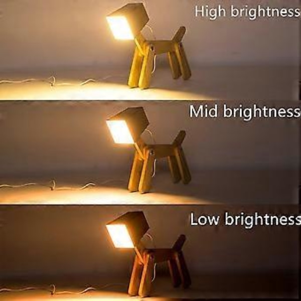 Modern design träskrivbordslampa LED djur hundlampa dimmer bordslampa belysning för barn pojkar vardagsrum sovrum sänglampa