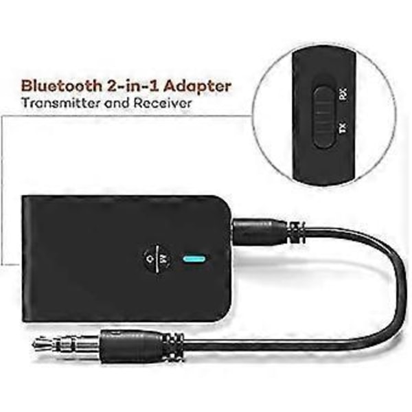 Bluetooth 5.0 -lähetin ja vastaanotin, 2-in-1 langaton Bluetooth-sovitin, matalan latenssin Bluetooth-ääniadapteri televisioille, autoille ja kotiteatterijärjestelmille