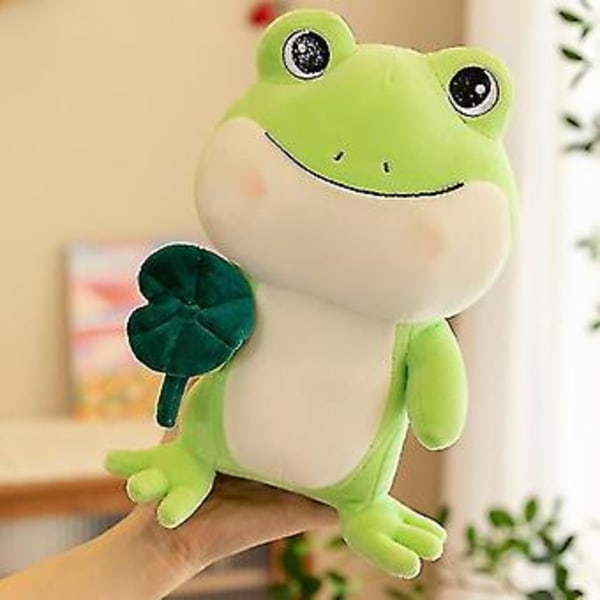 Lotus Leaf Frog Plyschleksak Söt Grodleksak För Barnfödelsedag Julgåva (28cm Grön)