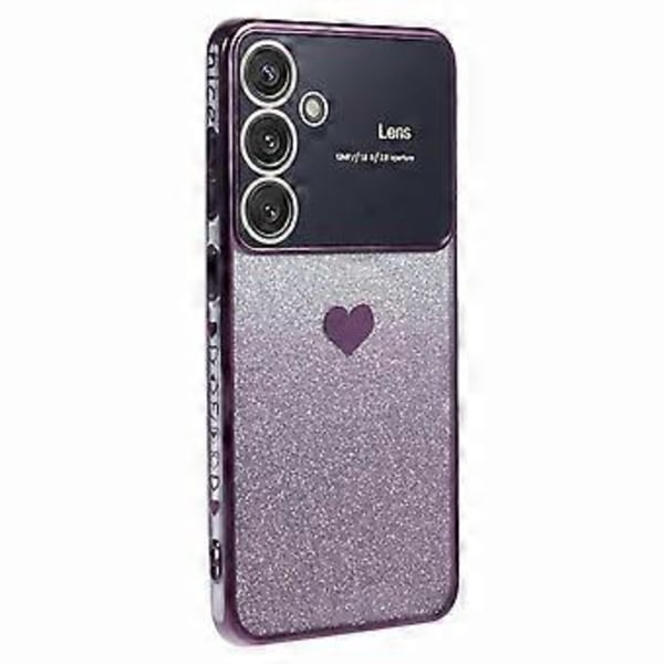 Glitter Gradient Skal med Elektropläterade Kanter TPU Mobilskal för Samsung Galaxy S23 FE (Mörklila)