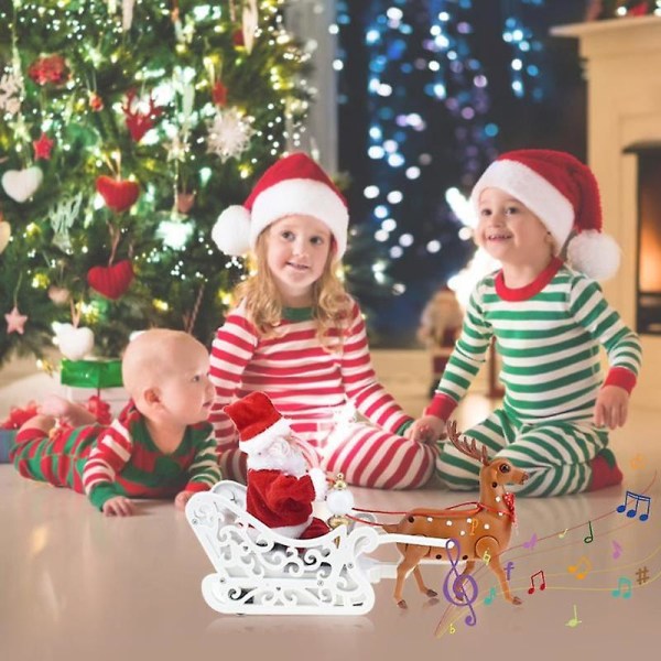 Jultomtedocka Älgslädeleksak Universal elbil med musik barn barn jul elektrisk leksaksdocka as shows