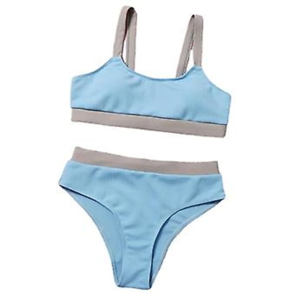 Tyttöjen uimapuku seksikäs yksivärinen haarautuva naisten bikinit uimapuku Xl Purppilan sininen