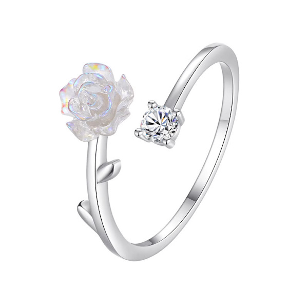 Kameliarings, öppen lyxblomstering, S925 sterling silver mountain