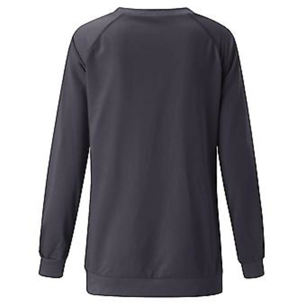 Juletunika Kvinder Langærmet T-shirt Julegave Sød Elg Print Top Bluser L Grå