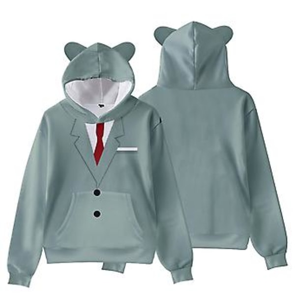 Unisex Spyfamily Anime Manga Hettegensere Motetrykte Søte Katteører Hettegenser Jumper Topper Langærmet Pullover Gaver (L A)