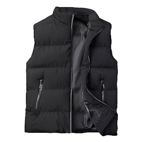 Mäns Lättvikts Vikbar Dunväst utan Ärmar Quiltat Smalt Puffer Väst (3XL Svart)