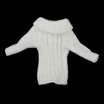 1/6 Skala Casual Strikket Oversized Langærmet Pullover Sweater Outfit til (Hvid)