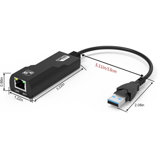 USB Ethernet-adapter, USB 3.0 till RJ45 Ethernet-adapter, 1000 Mbps