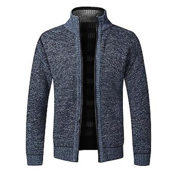 Fianao Tyk Cardigan til Mænd Åndbar Bomuldsblanding Behagelig Berøring Mænd Trøje til Daglig Brug (XL Blå)