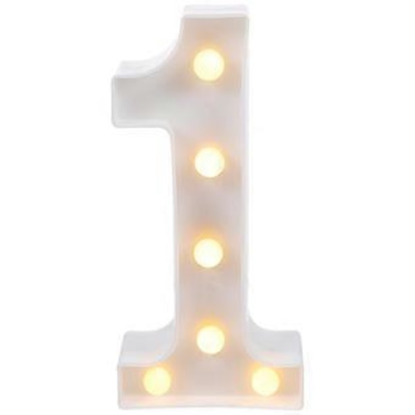 Lysende Tal Tal 1 LED Lys Dekorativt Tal LED Lys til Fest Soveværelse Stue