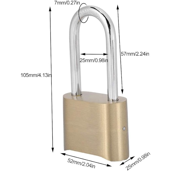 4-cifret kombinationshængelås, bagagekombinationslås, messing vandtæt lo
