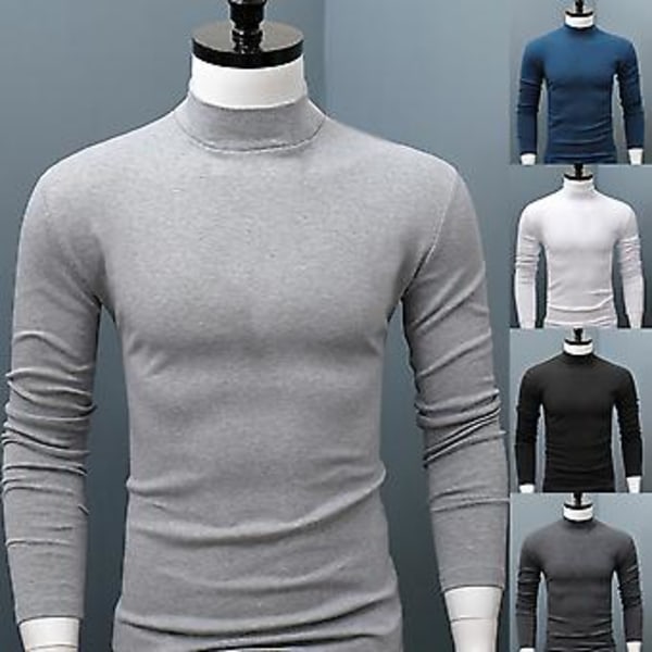 Fianao Herre Skjorte Ensfarvet Halvhøj Krave Casual Slim Langærmet Stram Til Indvendig Bær (2XL Sort)