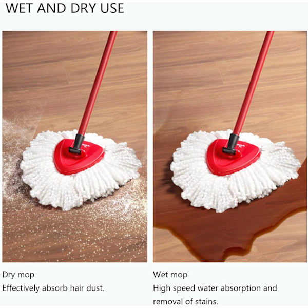 2-pakning med utskiftbare moppehoder i mikrofiber, kompatibel med mopp