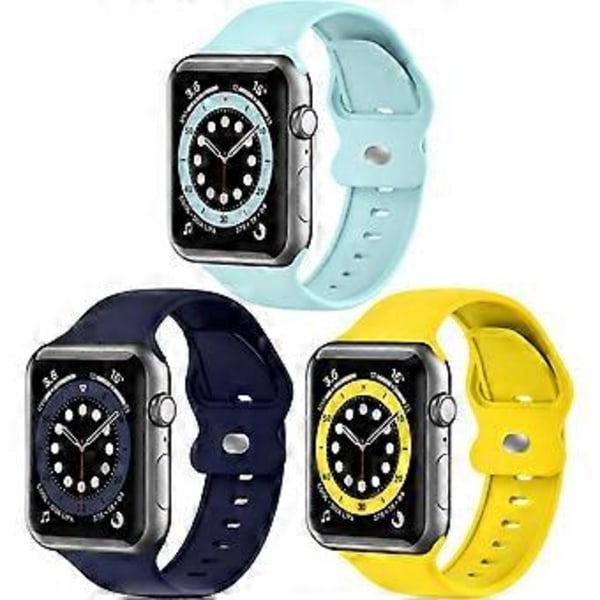 Oppgraderingsbånd Kompatibelt med Apple Watch Band 42mm 44mm 45mm for Kvinner Menn, 3-pakning Myk Silikon Erstatning Sportklokke Rem for iWatch SE Serie 7