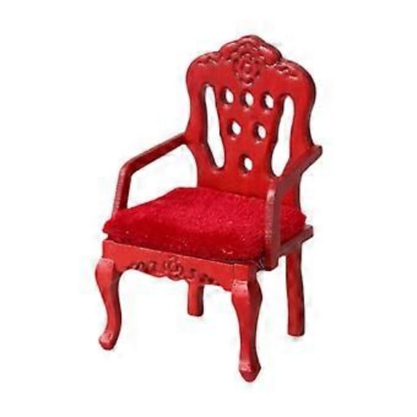 1/12 Dockskåpsstol Mini Fåtölj Modell DIY Scen Dockhus Dekoration Miniatyr Dockskåpsmöbler för Sovrum Lekhus (röd)