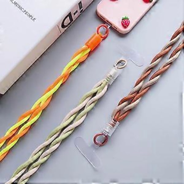110 cm Telefon Lanyard Dobbeltfarvet Snoet Mobiltelefon Halsrem med Klar Tether Tab (Pink+Lilla)