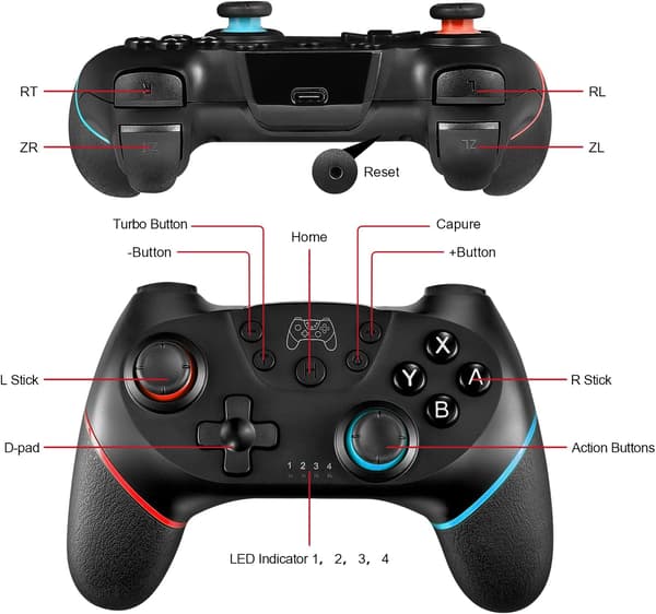 Switch Controller, Trådløs Pro Controller Gamepad kompatibel med
