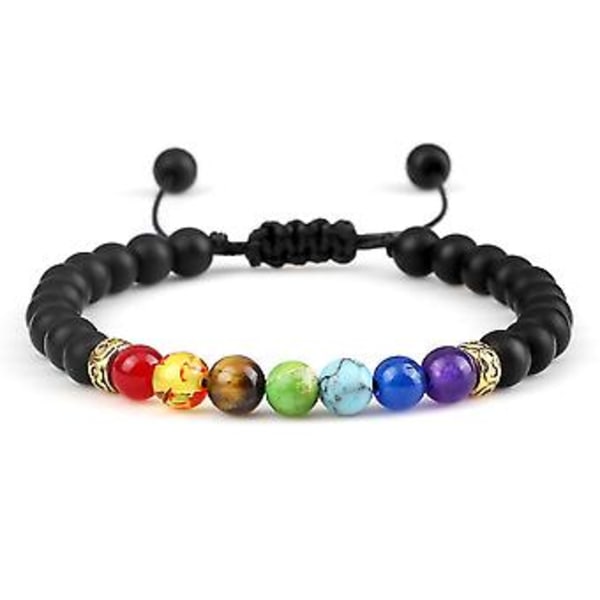 7 Chakra Perle Armbånd med Sjarm for Kvinner og Menn 6mm Naturlige Steiner Agater Malakitt Reiki Healing Perler Armbånd Par Yoga Smykker ( )