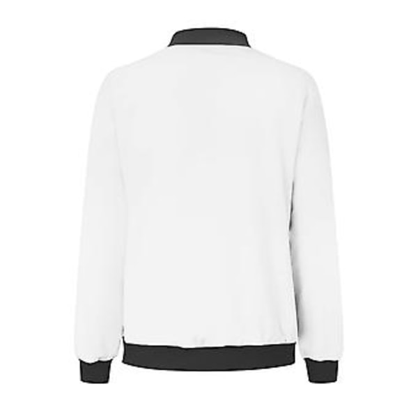 Damjacka, Lättvikts Zip Up Casual Bomberjacka, Ståuppkrage, Kort Ytterplagg, Toppar, XXL, Vit