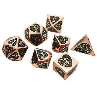 7 kpl Numerolliset Monisivuiset D8 D10 D12 D20 (pronssi)