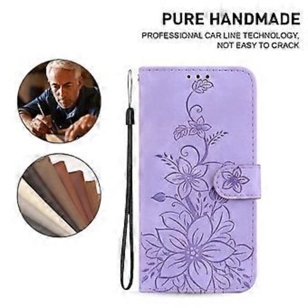 Xiaomi Redmi Note 12 4G Lompakkokotelo Jalustalla PU-nahkaa Lily Flower -kuvioitu Puhelinkotelo (Tyyli D)