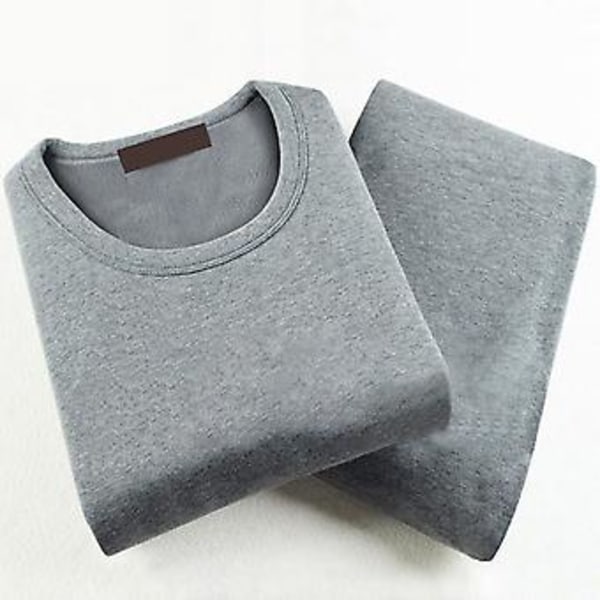 2 stk./sæt Mænds Underbukser Rundhals Langærmet Tykkere Plys Anti-pilling Høj Elasticitet Termisk Stræk Mellemtalje Lang Basis Underbukser Sæt (3XL Sort)