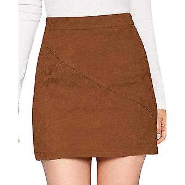 Høytaljet A-linje Mini Blyant Bodycon Skjørt i Kunstskinn for Kvinner S-3xl S