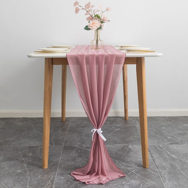 2 st Chiffon Bordslöpare 28x120 Tum Romantisk Bröllopslöpare