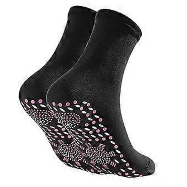 Opvarmede Sokker Turmalin Selvoppvarmende Sundhedssokker Magnetiske Komfortable Vinter Varme Termiske Unisex Voksen Sokker Opvarmet Anklet (1 Par Sort)